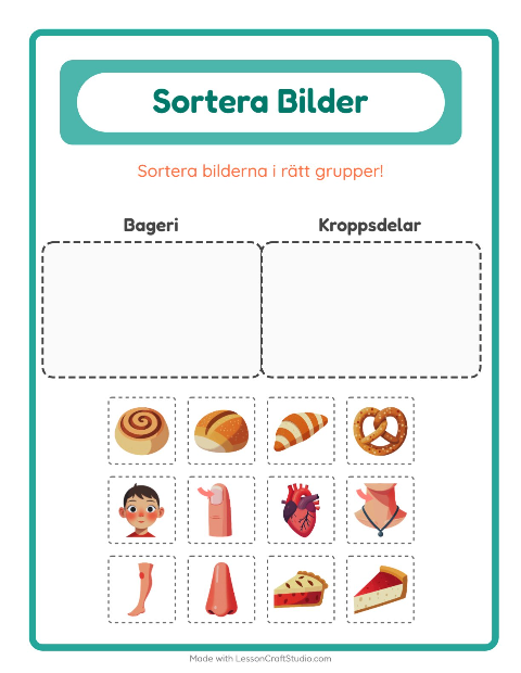 Bildsortering: Bageri och Kroppsdelar