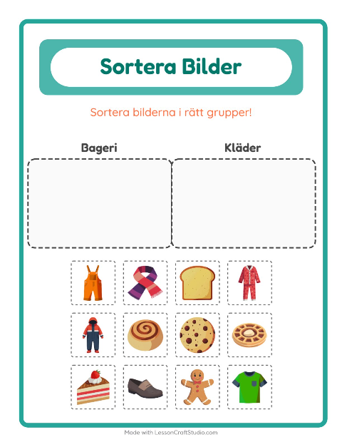 Bildsortering: Bageri och Kläder