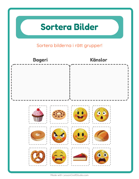 Bildsortering: Bageri och Känslor