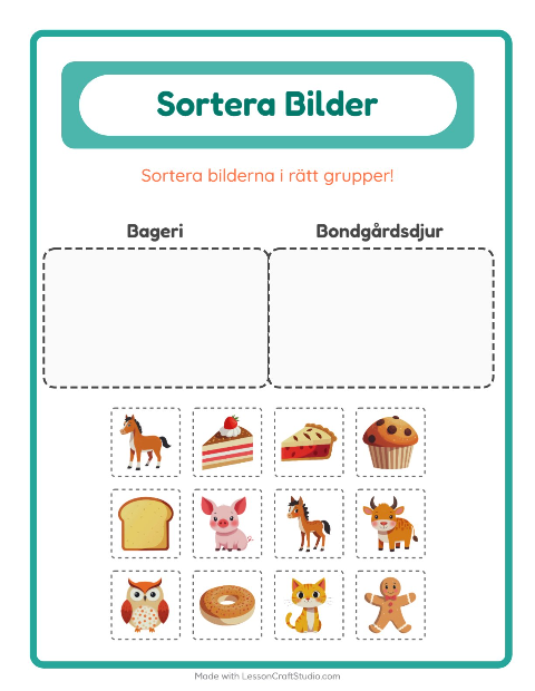 Bildsortering: Bageri och Bondgårdsdjur