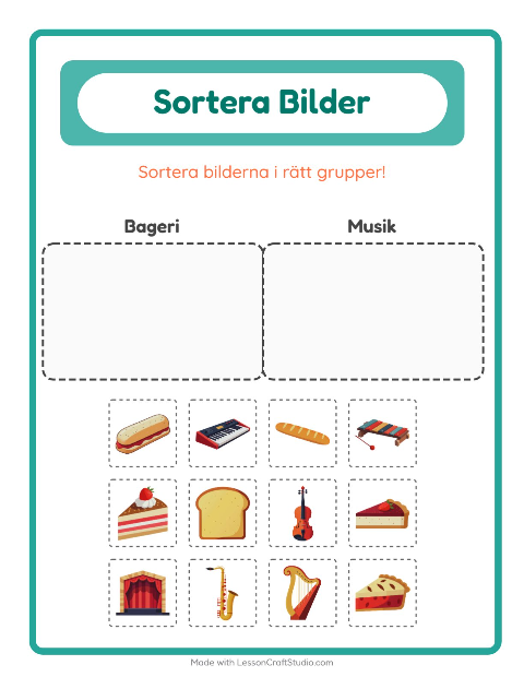 Bildsortering: Bageri och Musik