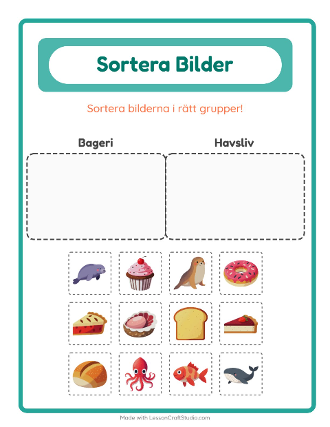 Bildsortering: Bageri och Havsliv