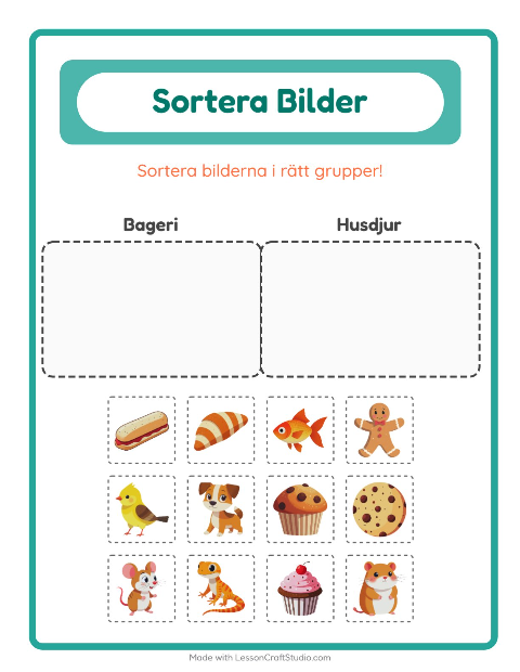 Bildsortering: Bageri och Husdjur