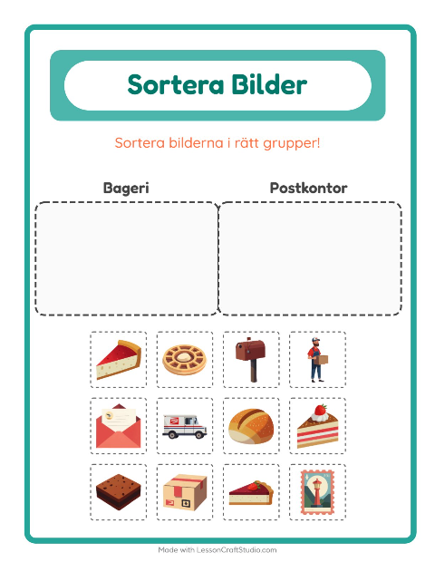 Bildsortering: Bageri och Postkontor