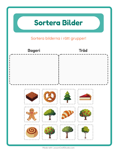 Bildsortering: Bageri och Träd