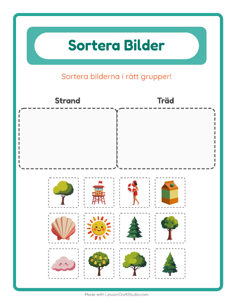 Bildsortering: Strand och Träd