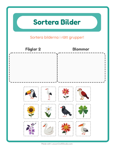 Bildsortering: Fåglar 2 och Blommor