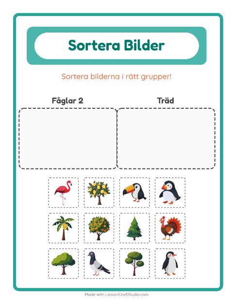 Bildsortering: Fåglar 2 och Träd