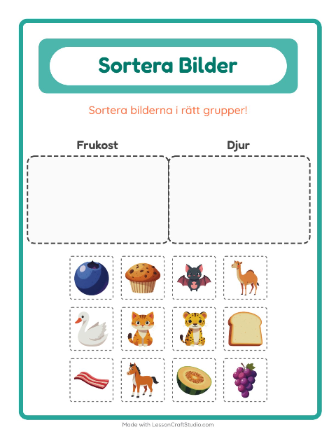 Bildsortering: Frukost och Djur