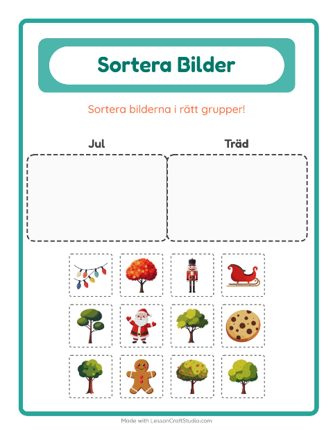 Förhandsvisning av Sortera Bilder-arbetsblad för Förskoleklass