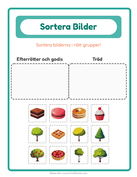 Bildsortering: Efterrätter och godis och Träd