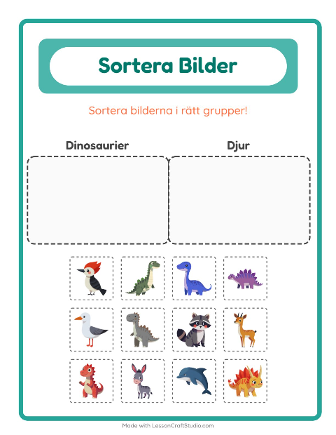 Bildsortering: Dinosaurier och Djur