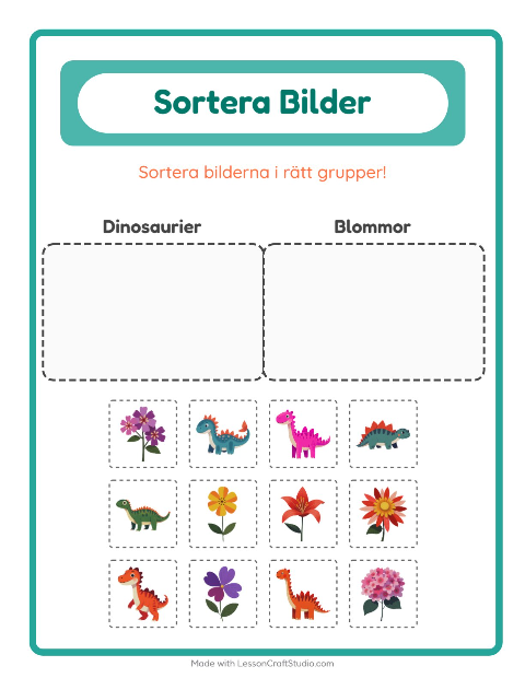 Bildsortering: Dinosaurier och Blommor