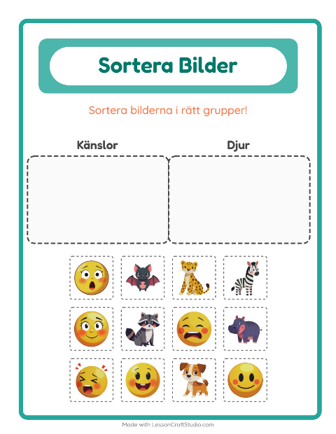 Bildsortering: Känslor och Djur