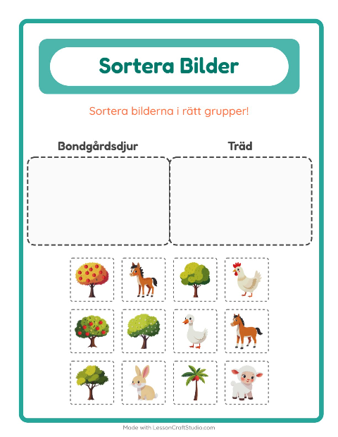 Bildsortering: Bondgårdsdjur och Träd