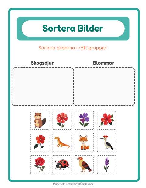 Bildsortering: Skogsdjur och Blommor