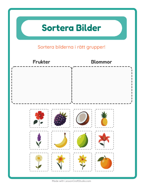 Bildsortering: Frukter och Blommor