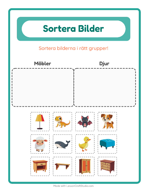 Bildsortering: Möbler och Djur