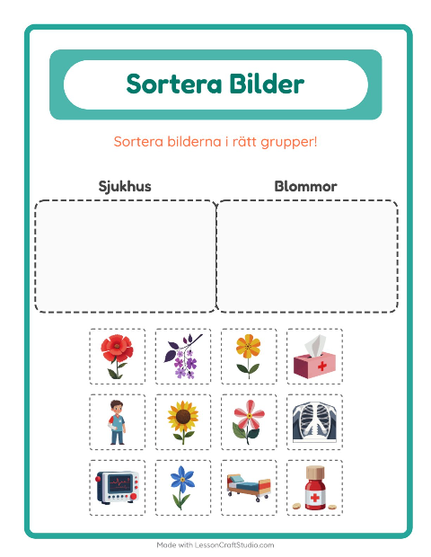 Bildsortering: Sjukhus och Blommor