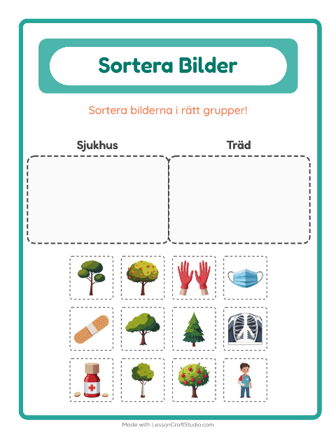 Bildsortering: Sjukhus och Träd