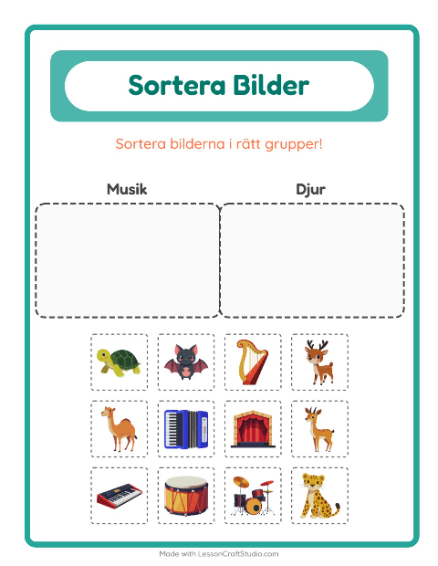 Bildsortering: Musik och Djur