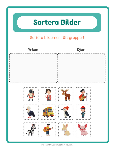Bildsortering: Yrken och Djur