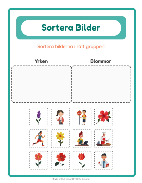 Bildsortering: Yrken och Blommor