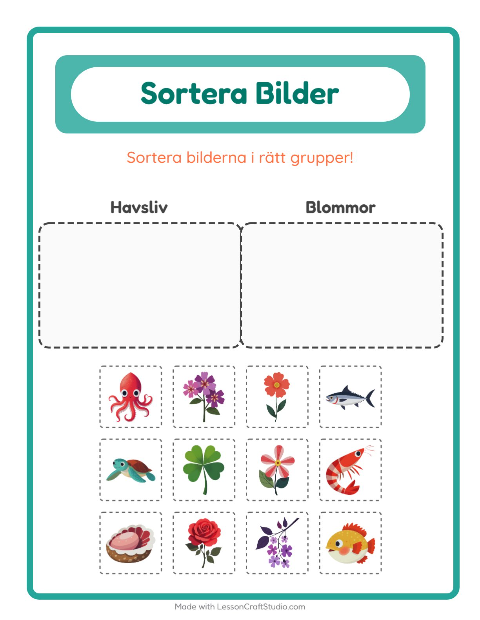 Bildsortering: Havsliv och Blommor