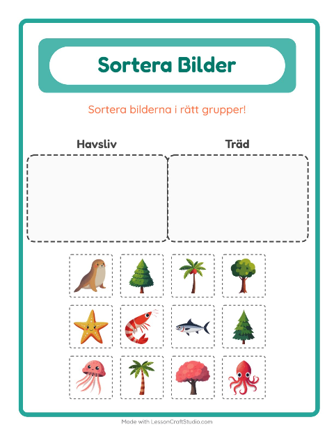 Bildsortering: Havsliv och Träd