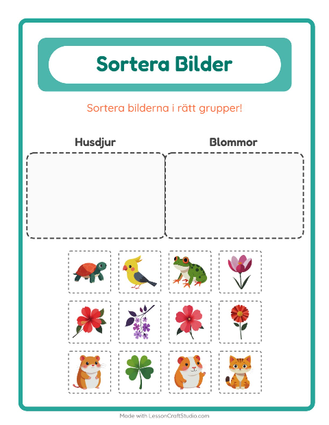 Bildsortering: Husdjur och Blommor