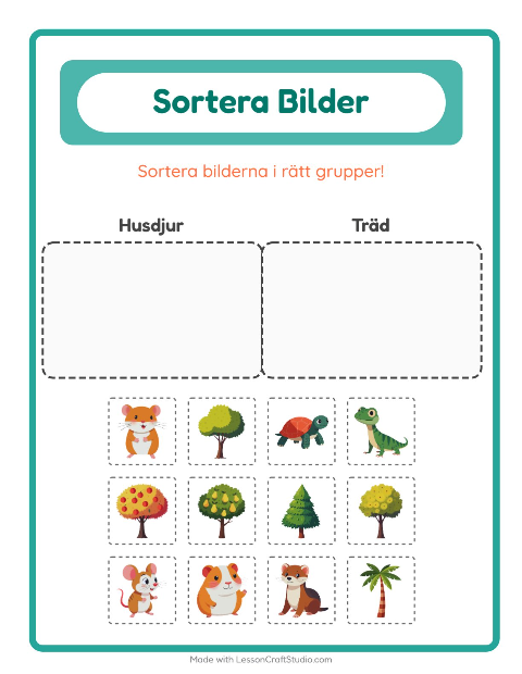 Bildsortering: Husdjur och Träd