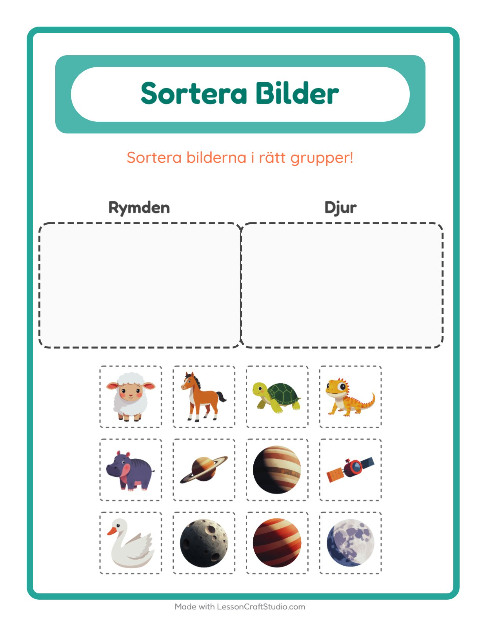 Bildsortering: Rymden och Djur