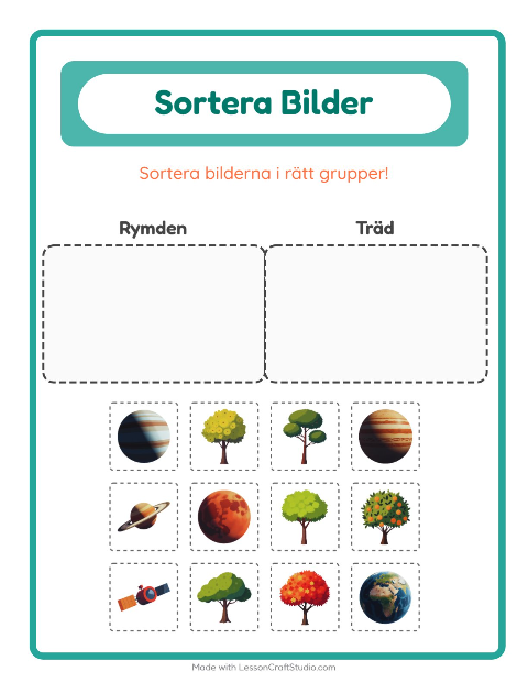 Bildsortering: Rymden och Träd