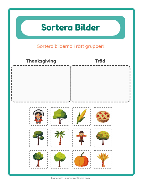 Bildsortering: Thanksgiving och Träd