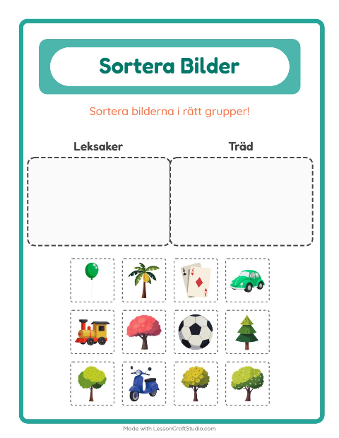 Bildsortering: Leksaker och Träd