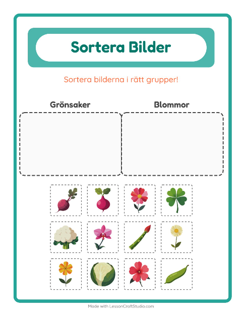 Bildsortering: Grönsaker och Blommor