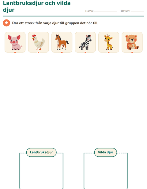 Förhandsvisning av Sortera i naturen-arbetsblad för Förskoleklass