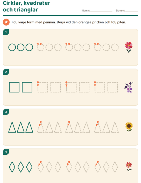 Förhandsvisning av Spåra linjer-arbetsblad med Blommor för Förskoleklass