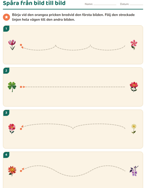 Förhandsvisning av Spåra linjer-arbetsblad med Blommor för Förskoleklass