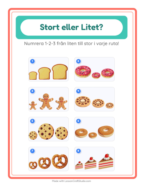 Ordna efter storlek – Bageri