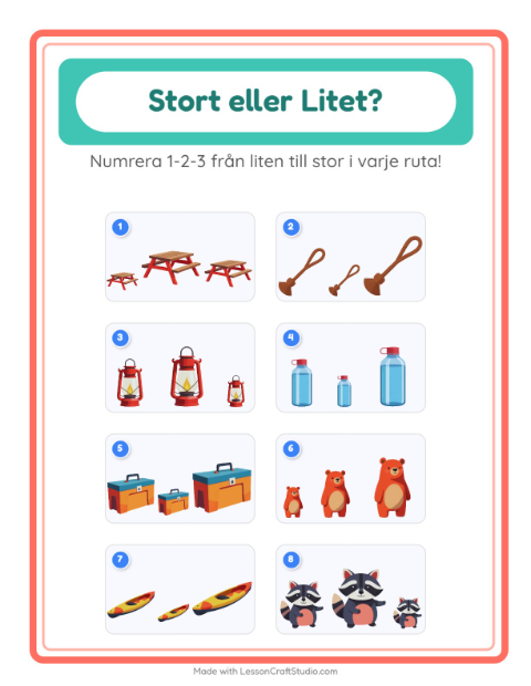 Ordna efter storlek – Camping
