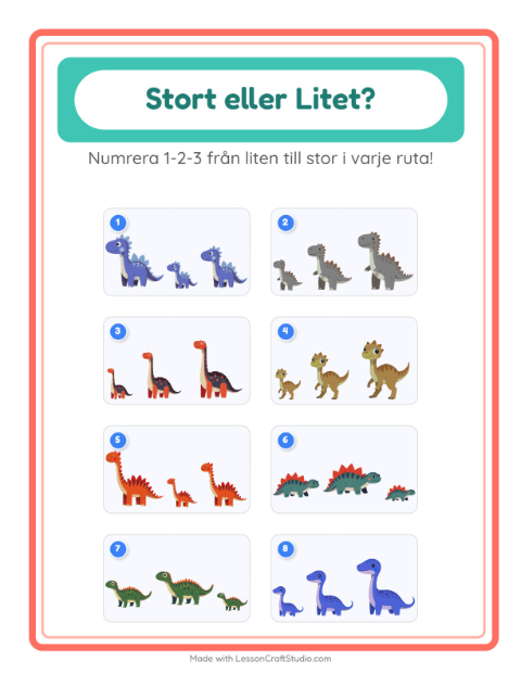 Ordna efter storlek – Dinosaurier