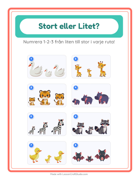 Ordna efter storlek – Djur