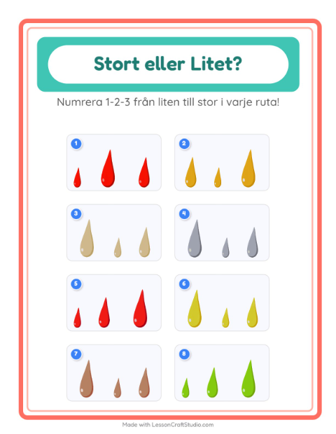 Förhandsvisning av Stor Eller Liten-arbetsblad med Färger för Förskola