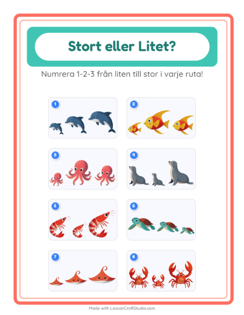 Ordna efter storlek – Havsliv