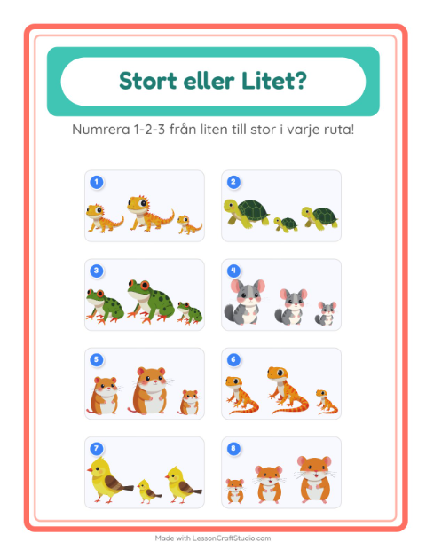 Ordna efter storlek – Husdjur