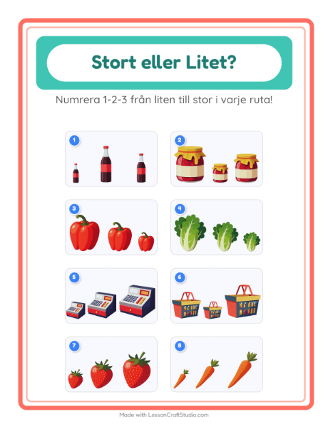 Ordna efter storlek – I snabbköpet