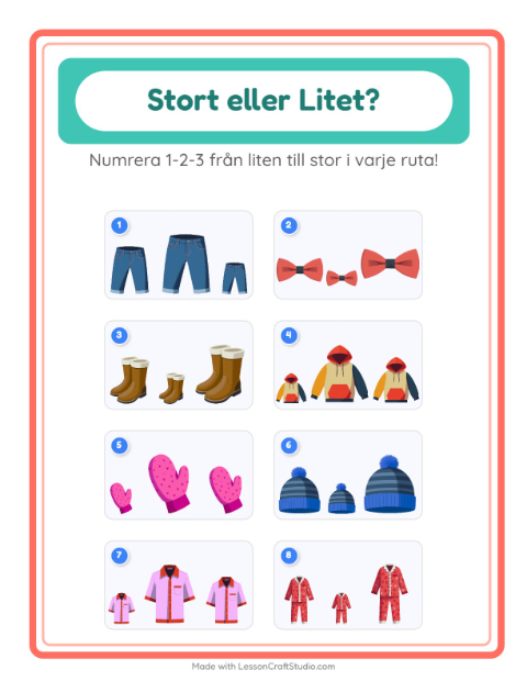 Ordna efter storlek – Kläder