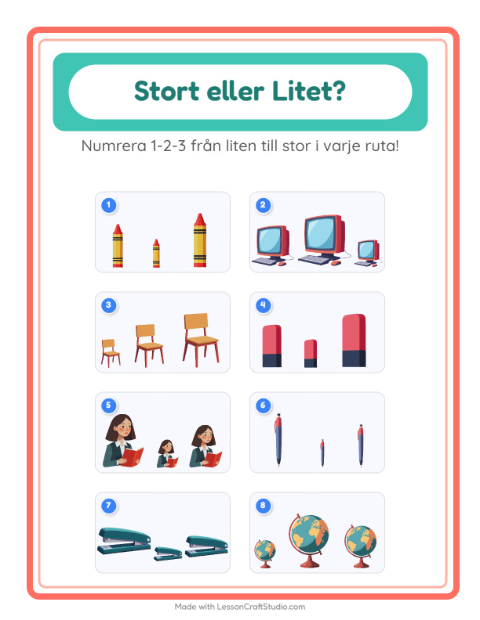 Ordna efter storlek – Klassrum