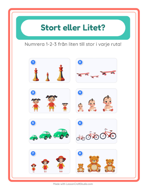 Ordna efter storlek – Leksaker